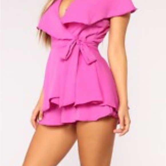 Vibrant Pink Ruffle Romper - Picture 5 of 5